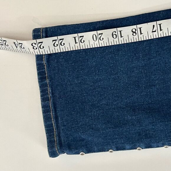 Lazer Cropped High Rise Silver Stud Embellished Straight Leg Jeans Size 7 - Picture 4 of 11
